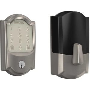 Schlage Encode Smart Wi-Fi Deadbolt with Camelot Trim in Satin Nickel